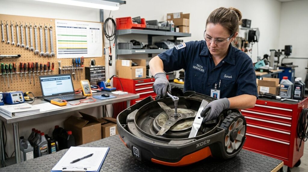 Photorealistic image of a technician wearing safety glasses 